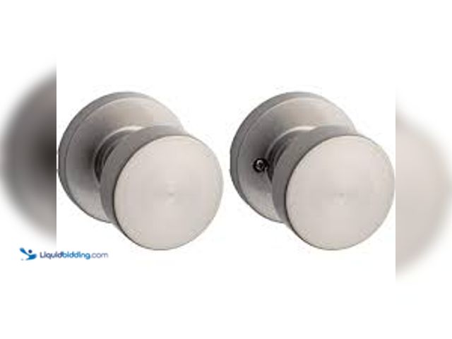 Lot 49-5488064 - QTY 2 - Kwikset Pismo Round Satin Nickel Hall/Closet Door Knob Featuring Microban Antimicrobial Tech...