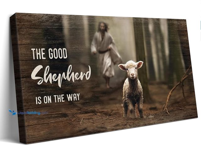 Lot 49-3465343 - Christian Wall Art Inspirational Wall Decor Jesus Chasing Lost Lamb Canvas Print Bible Verse Scriptu...