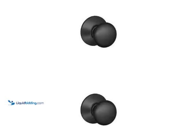 Lot 49-3473059 - Schlage Plymouth Matte Black Privacy Bed/Bath Door Knob and Passage Hall/Closet Door Knob Combo, Mod...