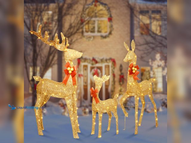 Lot 49-5410735 - Large Lighted Christmas Reindeer Decoration - 3-Piece 3D Outdoor Reindeer Decorations. [ASIN: B0DK2Q...