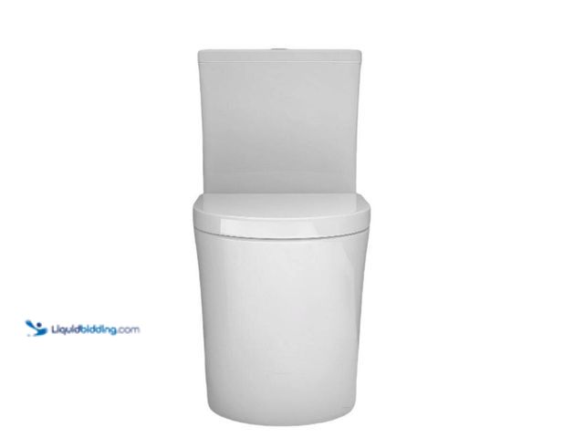 Lot 49-5428003 - Small compact one-piece toilet, dual flush, 23 "short depth, Toilet in Oval Seat Included, white. [M...