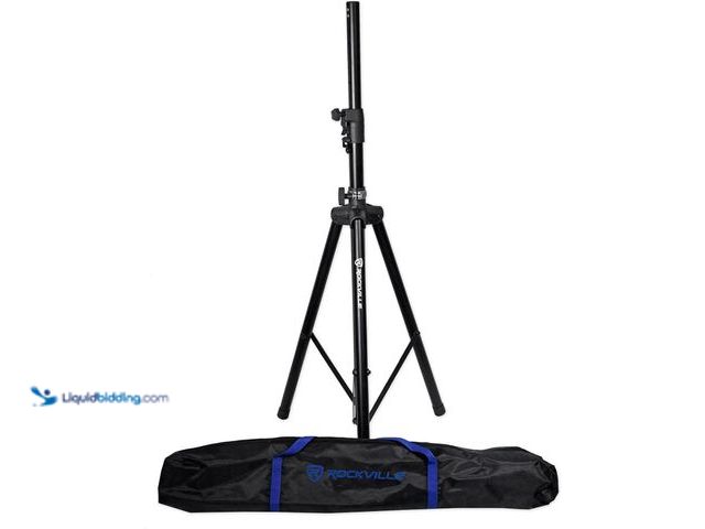 Lot 49-5408608 - 2 Rockville DJ PA Tripod Speaker Stands Bag , Hydraulic Air Auto Lift. Used