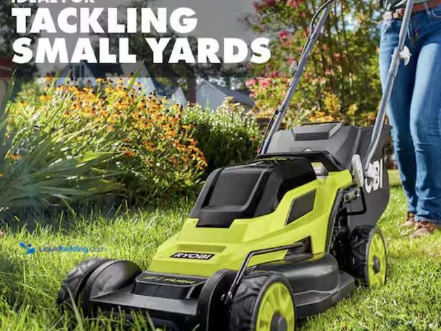 Lot 49-2020849 - RYOBI ONE+ 18V 13 in. Cordless Battery Walk Behind Push Lawn Mower with 4.0 Ah Battery and Charger, ...