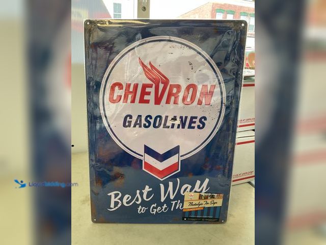 Lot 49-3503530 - Metal Signs NEW METAL COLLECTOR SIGN “CHEVRON GASOLINES” MEASURES APPROXIMATELY 12 INCH BY 16 INCH