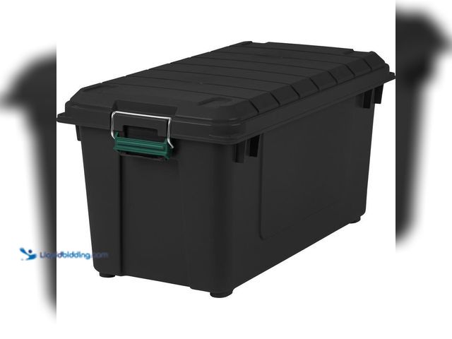 Lot 49-5416364 - IRIS 21 gal. Remington WeatherPro Store-It-All Storage Bin, Black. [Model # 296004] Unused