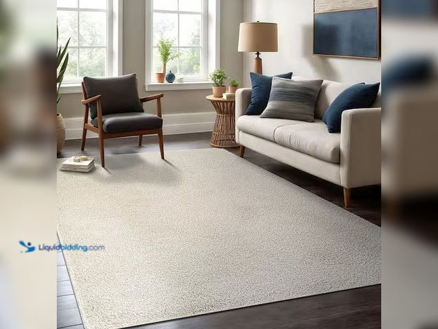 Lot 49-1630834 - Beverly Rug 9 ft. x 12 ft. Bone Silky Solid Plus Thick Pile Non Slip Easy Clean Non Shedding Modern ...
