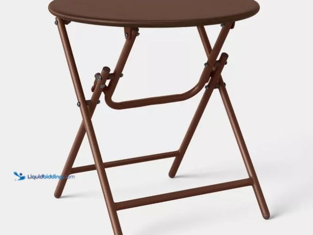 Lot 49-5552112 - Metal Round Open Weave Accent Patio End Table Brown - Threshold™. Unused