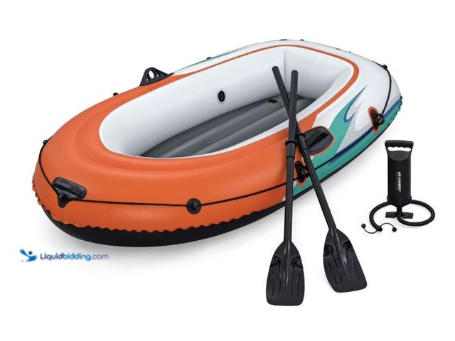 Lot 49-5545774 - Ozark Trail 2-Person Inflatable Recreational Raft Set 6'5" x 40", Used with attachments