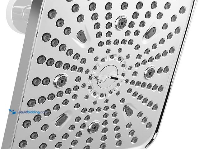 Lot 49-5448551 - Square Shower Head, 6 Spray Modes High Pressure 10 Inch Chrome Shower heads, Rainfall & Massage Anti...
