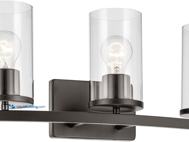 Lot 49-5453221 - KICHLER Crosby 23" 3-Light Vanity Light with Clear Glass in Olde Bronze, for Bathroom, Powder Room, ...