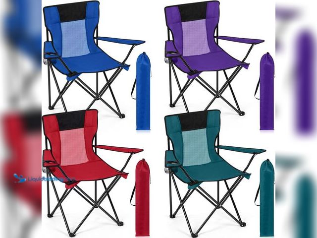 Lot 49-5408620 - Shellwei Breathable Folding Camping Chair with Cupholder Carry Bag Regular Size Portable Lightweight...