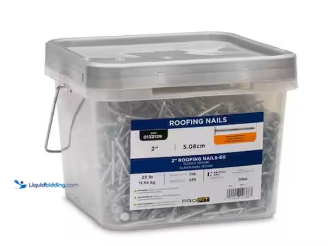 Lot 49-1515919 - PRO-FIT 2 in. Electro-Galvanized Roofing Nails - 25 lbs./Pail, Model # 0132139, Unused.  Ref#HDPA062...