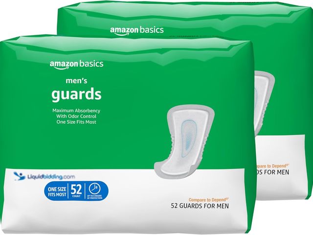 Lot 49-5546523 - Amazon Basics Men's Incontinence Guards, Maximum Absorbency, Moisture-Wicking with Odor Protection, ...