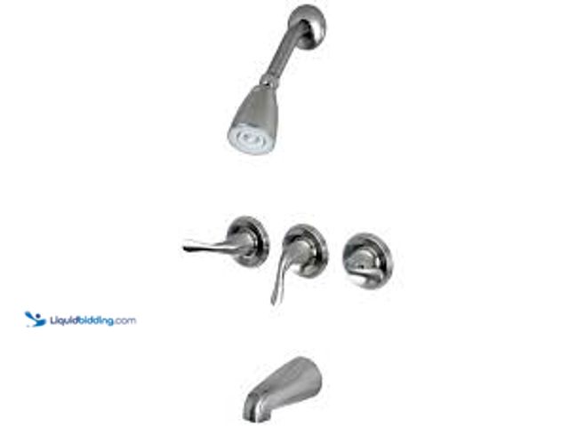 Lot 49-5415338 - Yosemite KB2238YL Triple-Handle Tub and Shower Faucet, Brushed Nickel. Model # KB2238YL. New/factory...