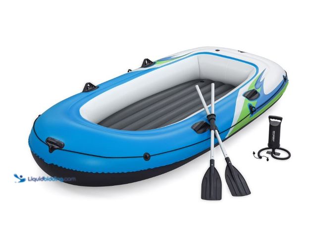 Lot 49-1622960 - Ozark Trail 4-Person Inflatable Recreational Raft Set 9'10" x 50", Model # 9752601214, Slightly used...