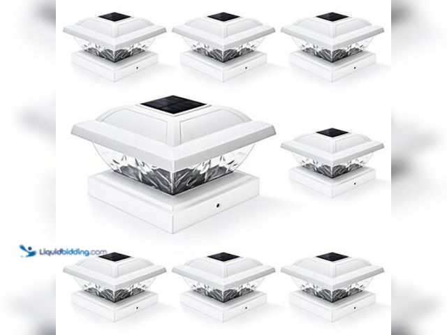 Lot 49-5539916 - GIGALUMI Outdoor 4 x 4 White Solar Deck Post Cap Light (8 Pack). Unused