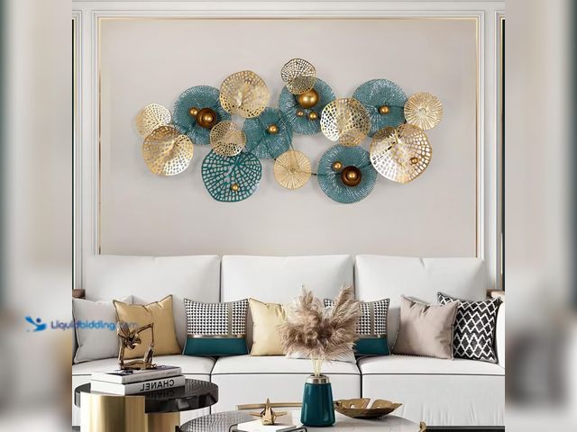 Lot 49-5463629 - Lucky Monet 3D Large Metal Wall Art Decor for Living Room 51"x26" Stacked Flower Modern Luxury Wall ...