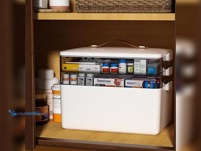Lot 49-3527666 - JOYBOS 3-Tier Medicine Storage Box Cabinet, Empty First Aid Kit Portable Medical Supply Organizer wi...