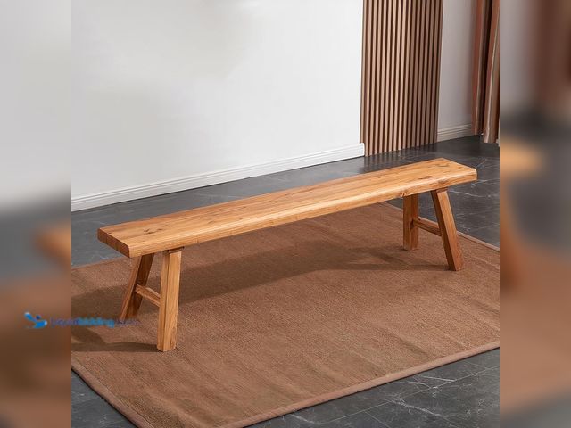 Lot 49-5463285 - Farmhouse Wood Bench Indoor - 47.1Inch entryway Bench, Natural Solid Wood, Durable and Sturdy, Suita...