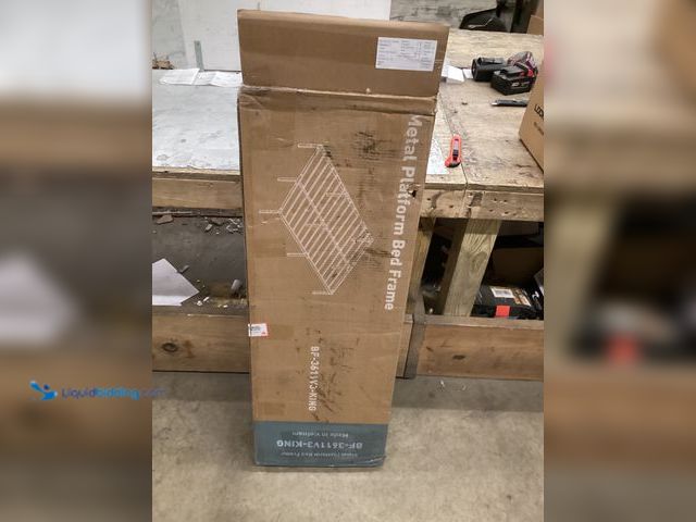 Lot 49-5542852 - King Size 14" Height Metal Platform Bed Frame with Steel Slat Support, No Box Spring Required, Under...
