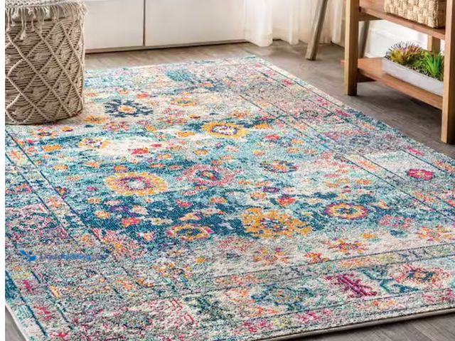 Lot 49-2026040 - JONATHAN Y Bohemian Flair Boho Vintage Faded Navy/Cream 5 ft. x 8 ft. Area Rug, Model # BMF103B-5, U...