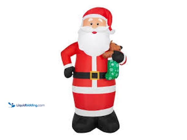 Lot 49-5461444 - Home Accents Holiday 6.5 ft. H x 3.58 ft. W LED Airblown Holiday Lights Santa with Bear Stocking Chr...