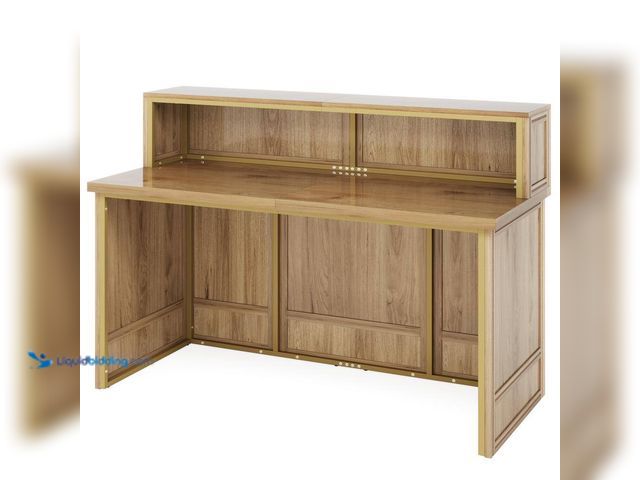 Lot 49-3548314 - BYBLIGHT
Moroni 56.6 in. Rectangular Brown Wood Reception Computer Desk with Counter Unused