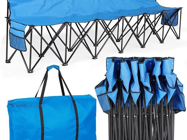 Lot 49-3480532 - Thavon Folding Bench Seat with 2 Pockets for Easy Storage – Portable Lightweight Weather Resistant S...