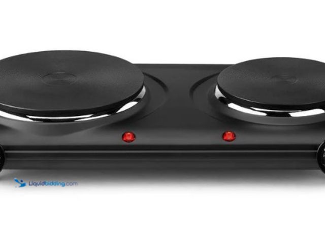Lot 49-1519064 - Concealed 2-Burner 7.5 in. Black Portable Hot Plate. Model# CE-BU149. Slightly Used. Tested/Works.  ...