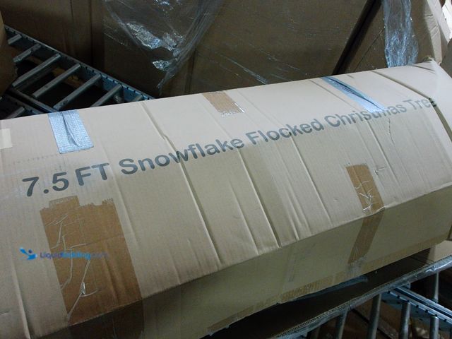 Lot 49-1543762 - Yexmas 7.5FT Pre-Lit Snow Flocked Christmas Tree, Artificial White Christmas Tree with Large Christm...