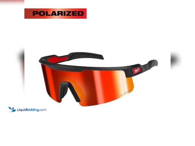 Lot 49-2024202 - Milwaukee Polarized Wrap Around Safety Glasses-Red Mirrored Dual Coat Lens. Model # 48-73-2501. MSRP...