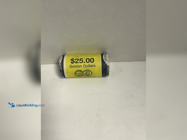 Lot 49-910574 - Original U.S. Mint wrapped roll containing 25 Sacagawea Golden Dollar coins ($25 face value). The ro...