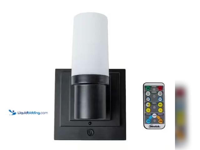 Lot 49-2004116 - Lot of (3) Westek 5 in. 1-Light Matte Black Integrated LED Modern Vanity Sconce Light with Remote (1...
