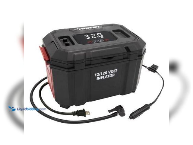 Lot 49-5559332 - Husky 12-Volt/120-Volt Home & Auto Tire Inflator. Model # H12120N. Used