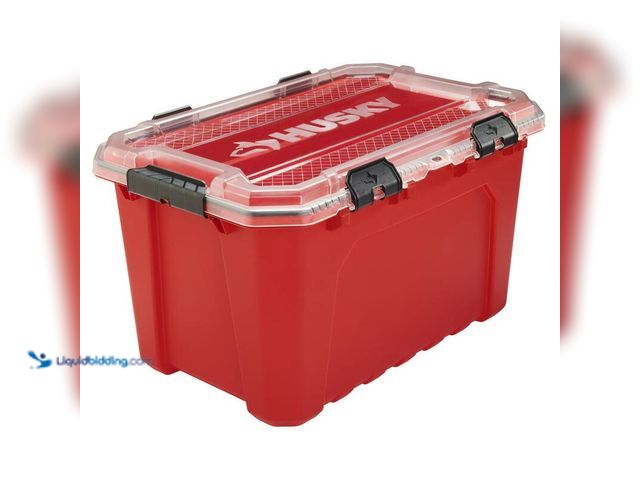 Lot 49-5412581 - Husky 20-Gal. Professional Heavy Duty Waterproof Stackable Plastic Storage Container, Model#1004-784...
