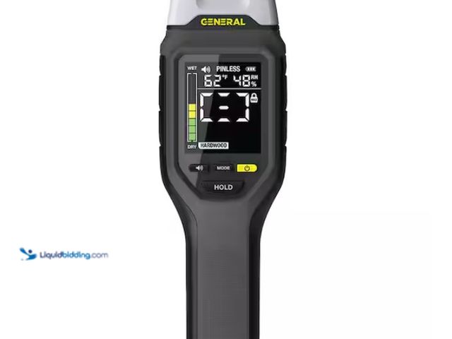 Lot 49-1574924 - General Tools 2-in-1 Pin and Pin less Moisture Meter with Backlit Display for Wood, Drywall, and Bui...
