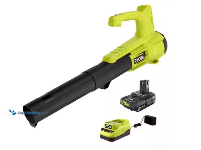 Lot 49-1566789 - RYOBI ONE+ 18V 90 MPH 250 CFM Cordless Battery Leaf Blower/Sweeper with 2.0 Ah Battery and Charger, ...