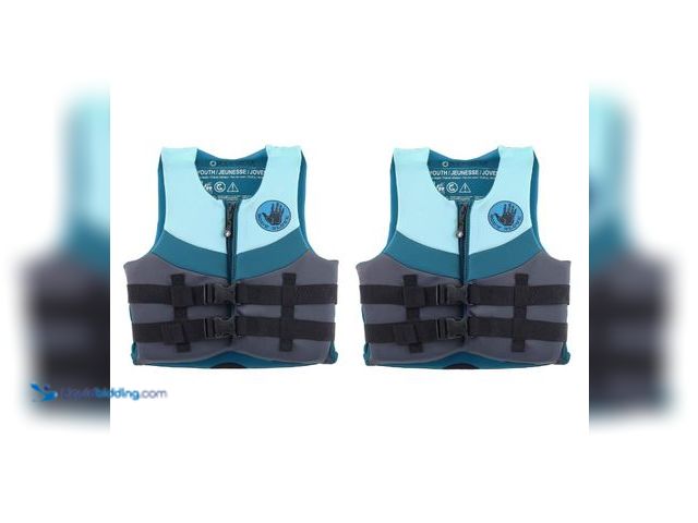Lot 49-1623953 - Lot of (2) Body Glove Youth Neoprene PFD Life Jacket and Vest, Boy, 55-88 lbs., Blue, Model # 777325...