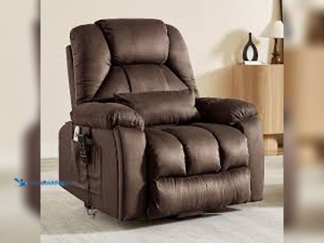 Lot 49-5488360 - Bestier 40.1 in. W Brown Microsuede Oversize Dual Motor Power Lift Recliner Chair with Massage and H...