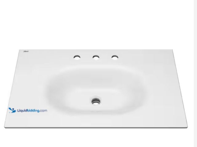 Lot 49-2006274 - American Standard Studio S 33 in. Bathroom Vanity Sink Top with 8 in. Faucet Holes in White, Model #...