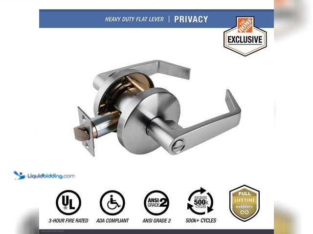Lot 49-5413913 - Universal Hardware
Heavy Duty Commercial Cylindrical Privacy (bed/bath) Lever ADA UL 3-Hour Fire AN...