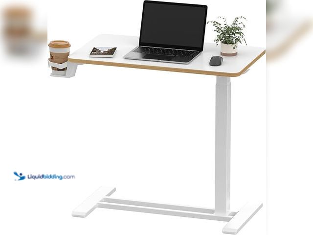 Lot 49-3430537 - SANODESK Medical Adjustable Overbed Bedside Table with Hidden Casters, Pneumatic Mobile Laptop Compu...