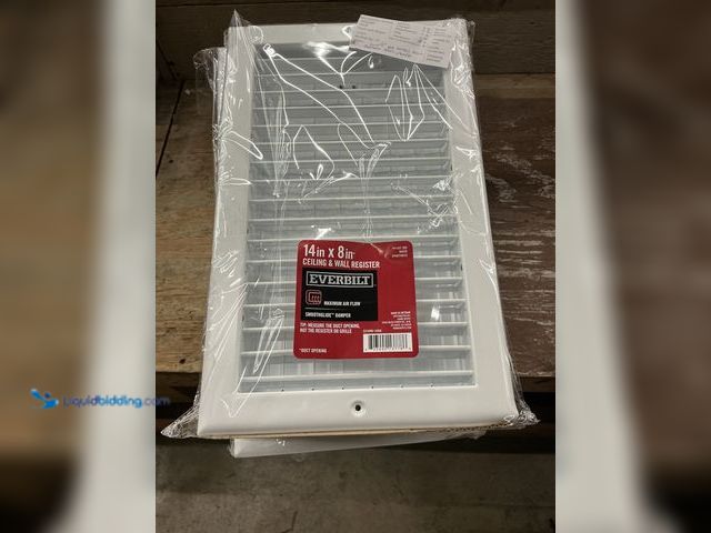 Lot 49-5549793 - QTY 6 - Everbilt 14 in. x 8 in. Adjustable 1-Way Wall/Ceiling Register. Model # E210VM14X08  . Unuse...