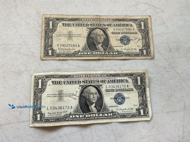 Lot 49-1505238 - LOT OF 2 LARGE BLUE SEAL UNITED STATES ONE DOLLAR SILVER CERTIFICATES INCLUDING 1957 A and B #COINS1...