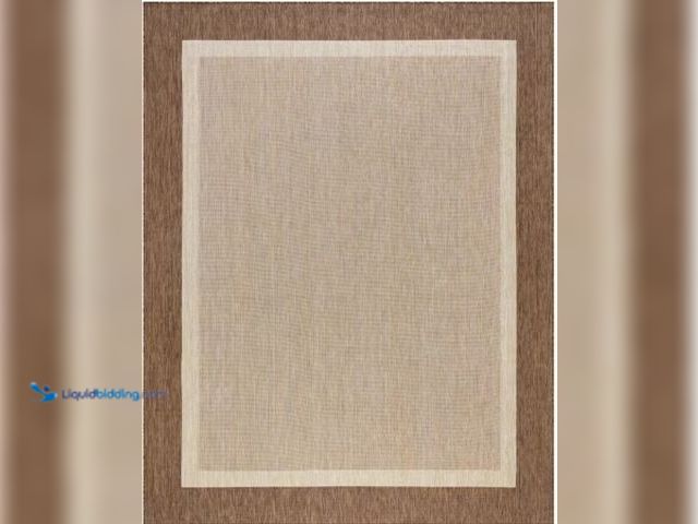Lot 49-1625886 - Tayse Rugs Eco Solid Border Brown 8 ft. x 10 ft. Indoor/Outdoor Area Rug, Model # ECO1203 8x10, Slig...