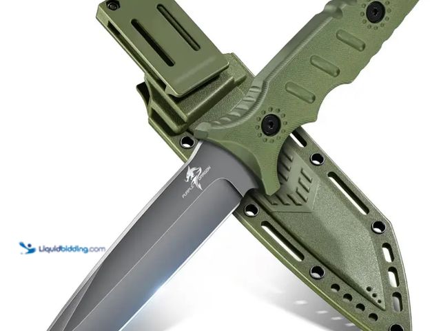 Lot 49-1816672 - New HUUSK Green Survival Knife with Kydex Sheath