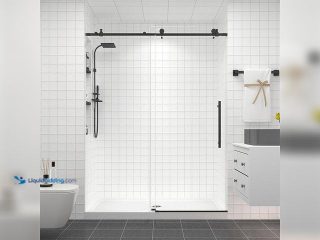 Lot 49-5509535 - EASYWORC 43-48 in. W x 76 in. H Frameless Sliding Shower Door in Matte Black with 1/4 in. Clear Glas...