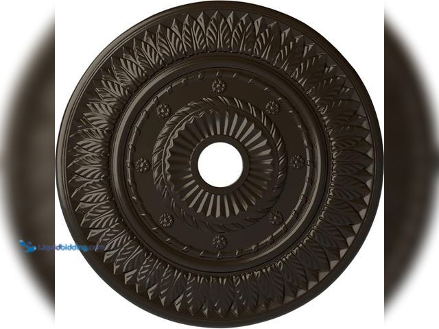 Lot 49-5408251 - 26 3/4"OD x 3 5/8"ID x 1 1/8"P Leaf Ceiling Medallion (Fits Canopies up to 3 5/8"), Hand-Painted Sto...