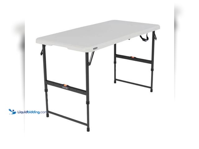 Lot 49-5452747 - Lifetime
4 ft. One Hand Adjustable Height Fold-in-Half Resin Table; Almond. SKU # 1008374137 Item i...