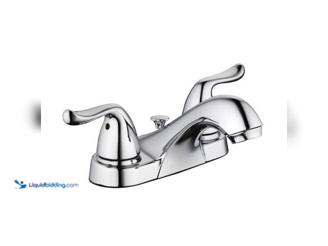Lot 49-3617025 - Glacier Bay Constructor 4 in. Centerset Double-Handle Low-Arc Bathroom Faucet - Model # 217251 - Unu...